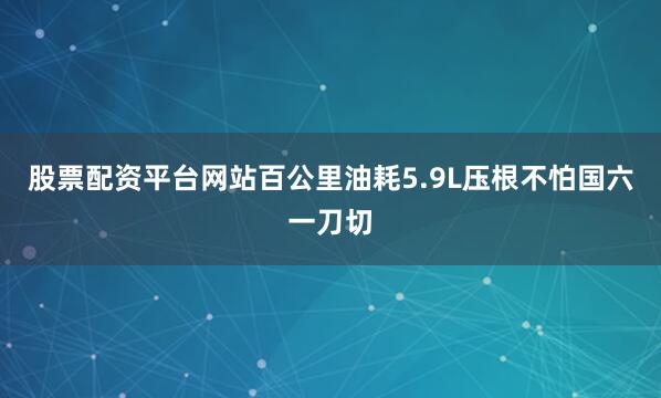 股票配资平台网站百公里油耗5.9L压根不怕国六一刀切